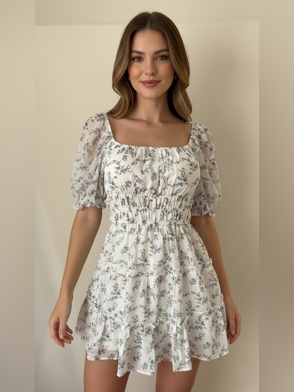 White Floral Mini Dress